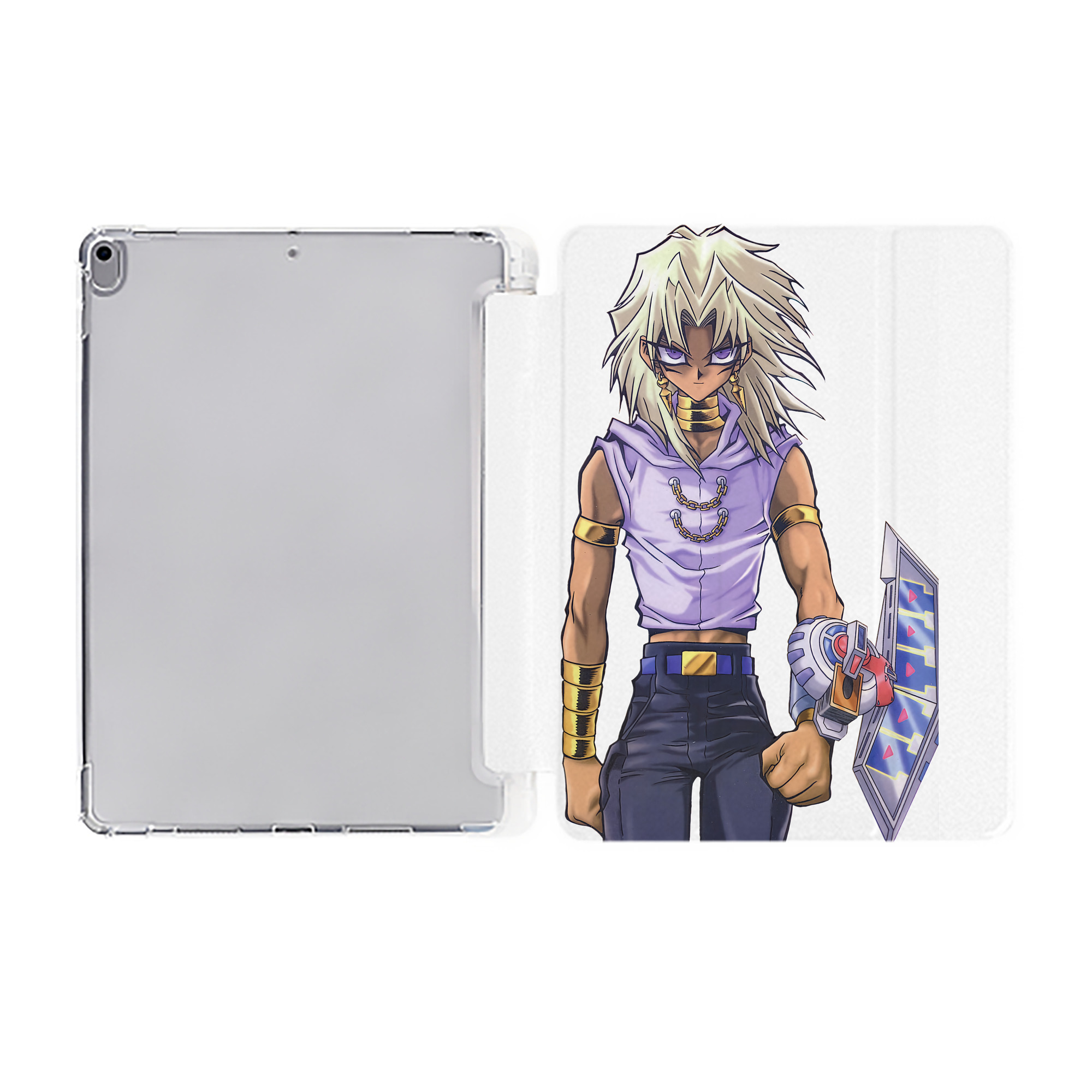 （画像用） 遊☆戯☆王 Yu-Gi-Oh! IPad ケース ペン収納付き 三つ折りスタンド PUレザー×シリコン 対応機種9.5/10.5/10.9インチ
